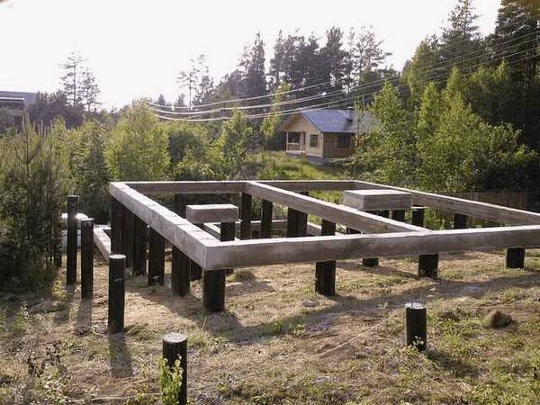 Вид свайного фундамента с монолитным ростверком